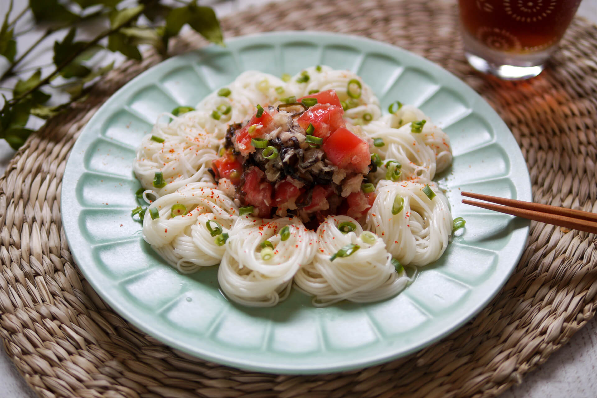 トマトと塩昆布のW旨味おろし素麺