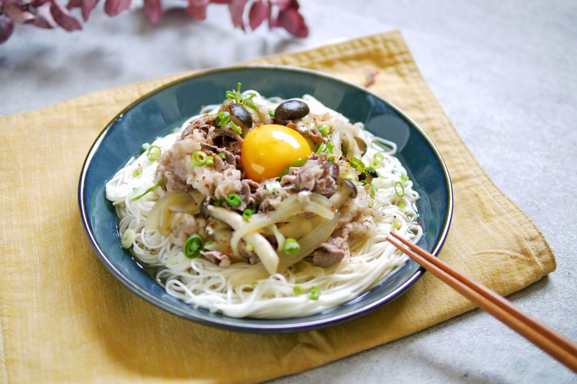 すき焼き風 肉たま素麺