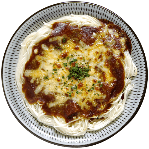 とろとろWチーズの焼きカレーそうめん