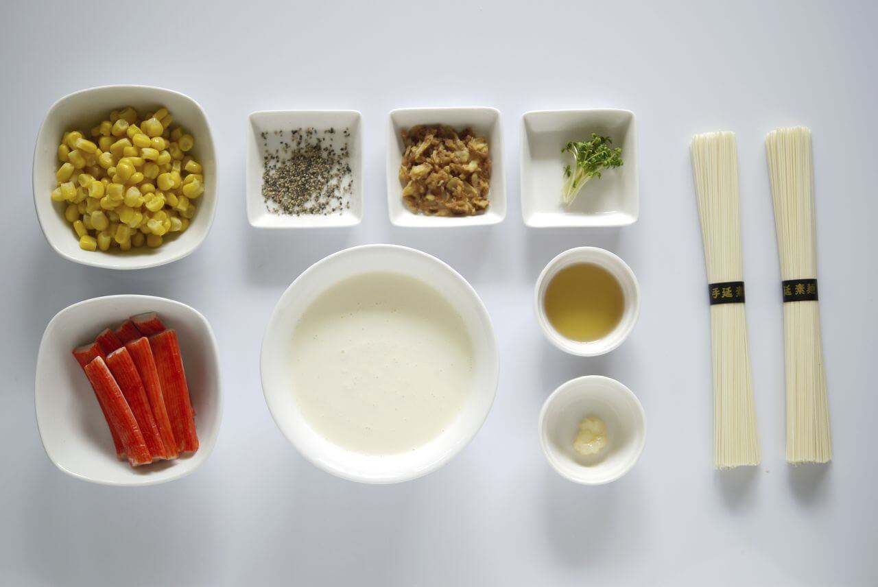 簡単カフェ風♪ カニカマクリームそうめんの材料