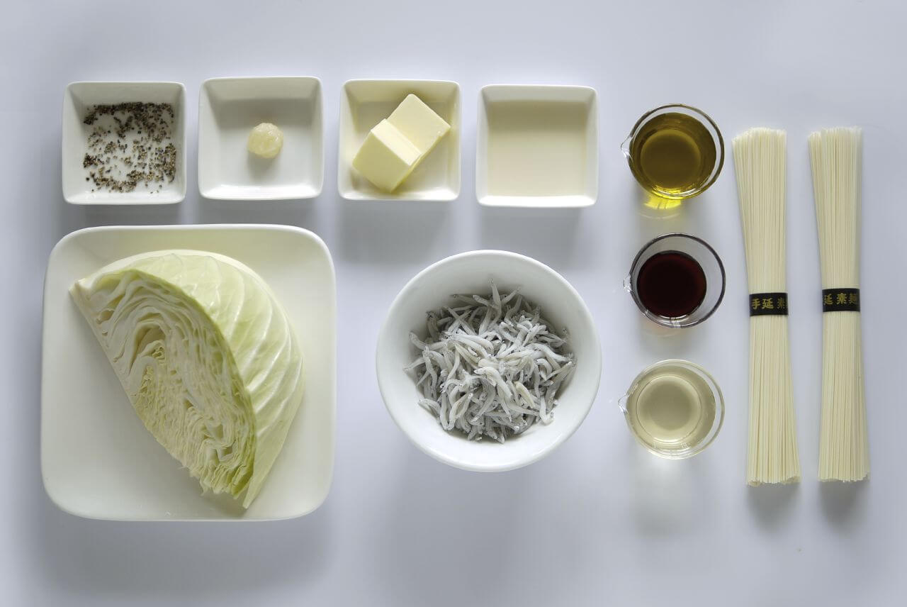 春キャベツとしらすの炒めそうめんの材料