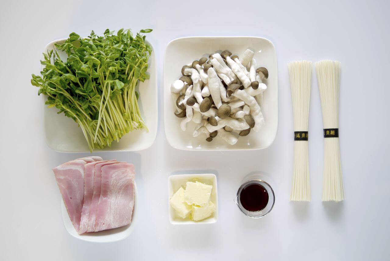 豆苗としめじのコク旨チャンプルーそうめんの材料
