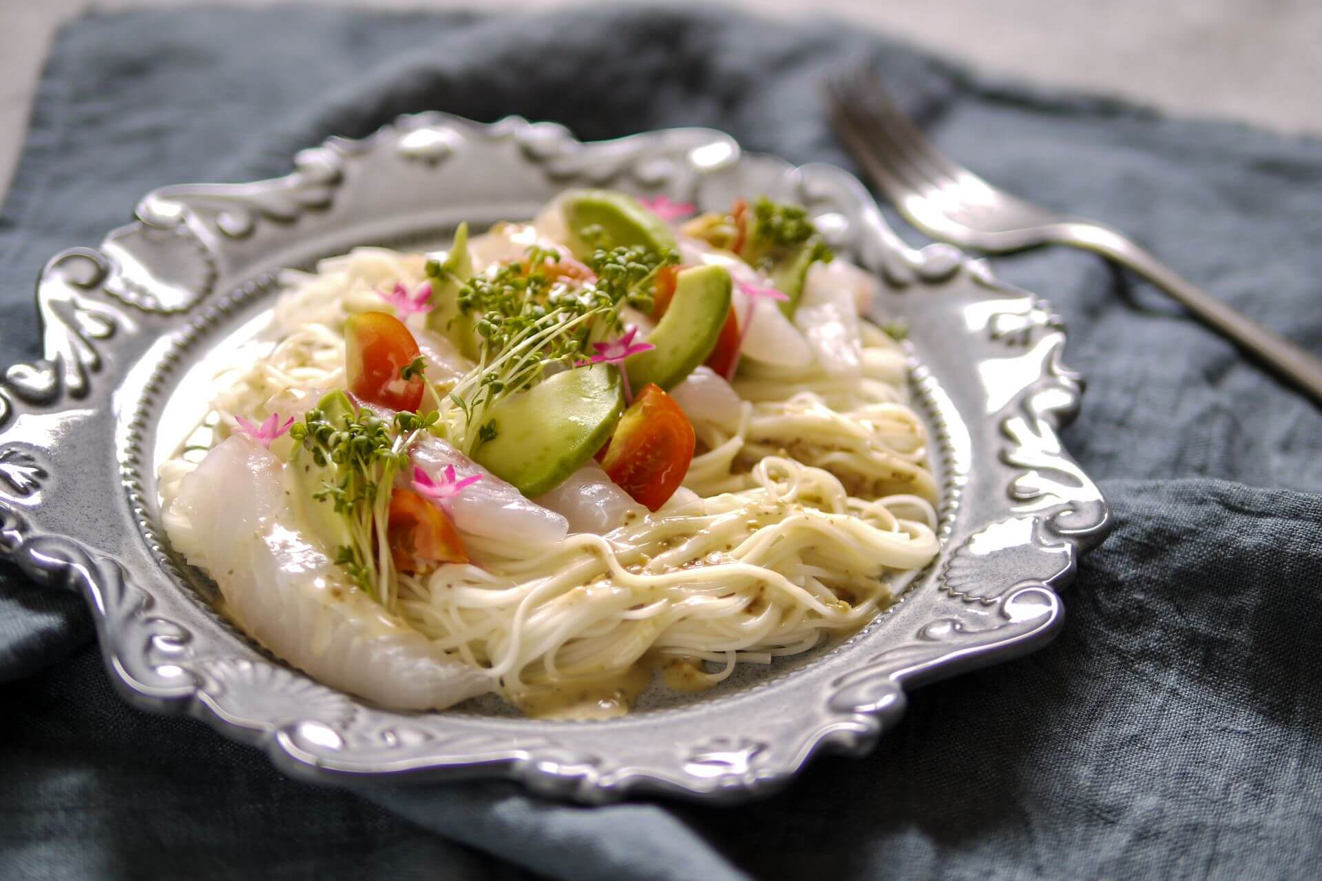 和風カルパッチョ風サラダそうめん