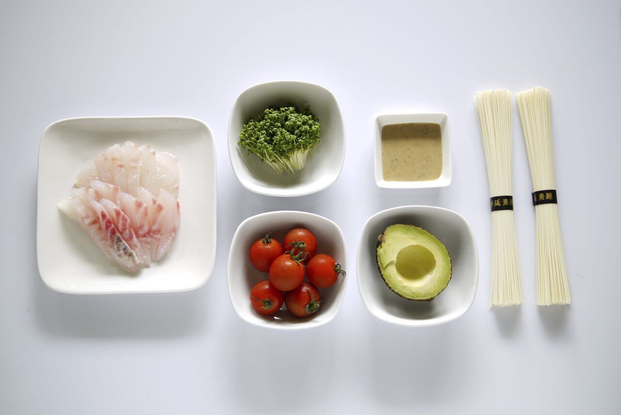 和風カルパッチョ風サラダそうめんの材料